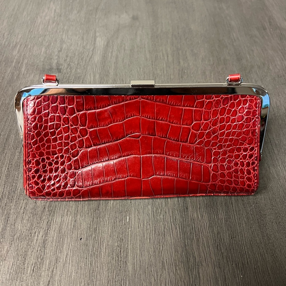 Ann Taylor Faux Alligator Clutch Handbag